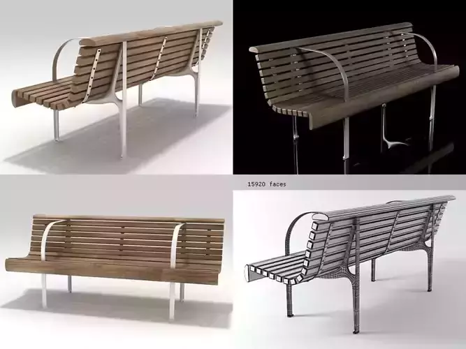 Chester park bench in four different styles 3D model