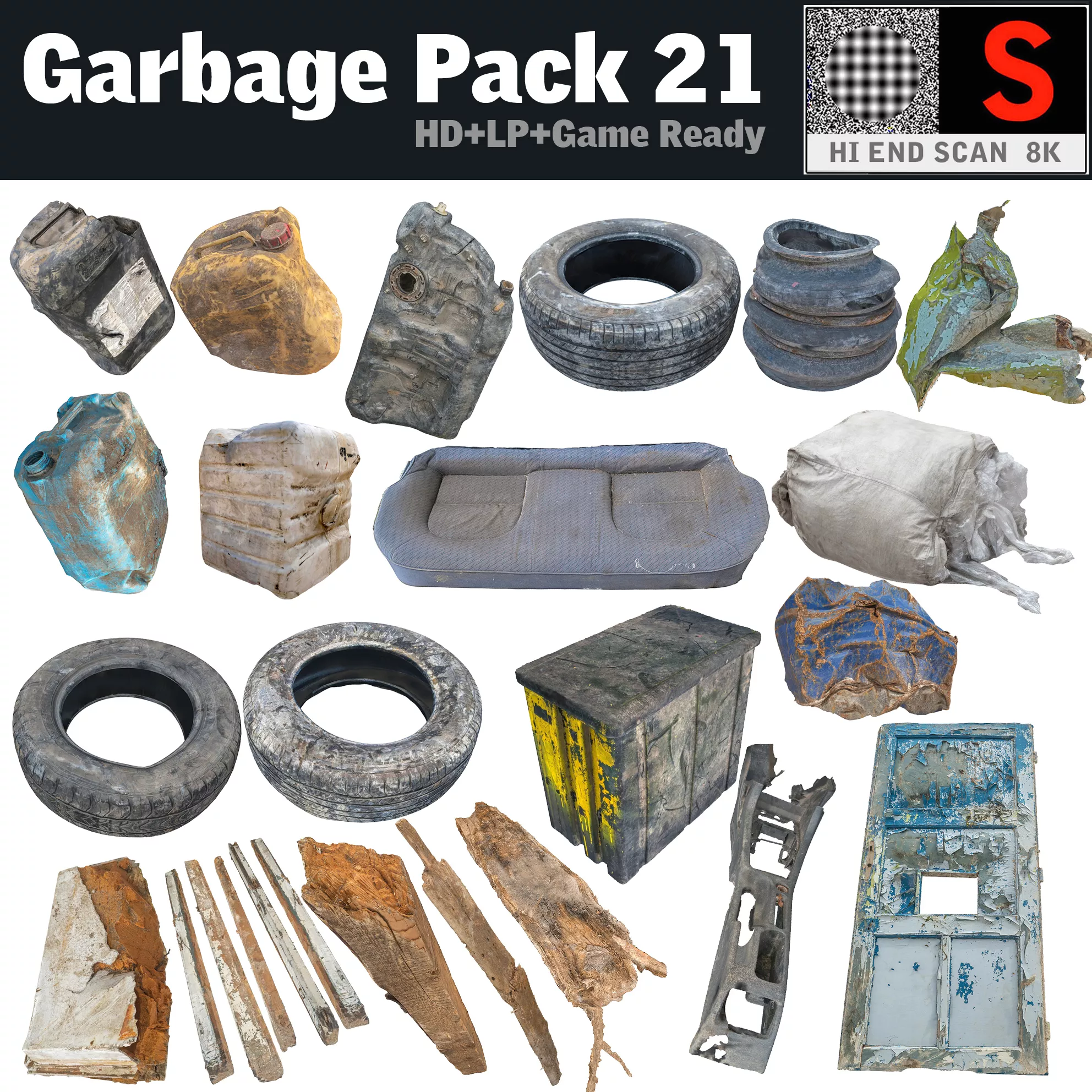 Canister Garbage Pack 21 Low-poly 3D model