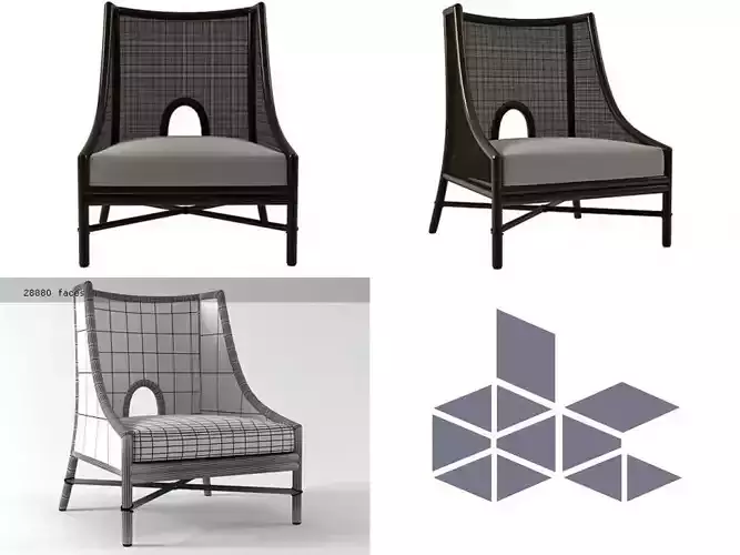 Caned Lounge A-62 3D model