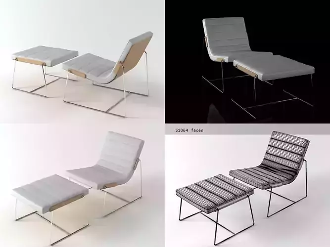 Pancras four different chairs and stool 3D model
