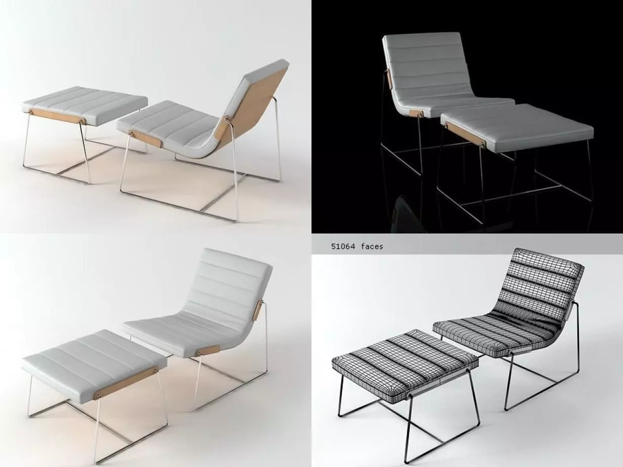 Pancras four different chairs and stool 3D model_0