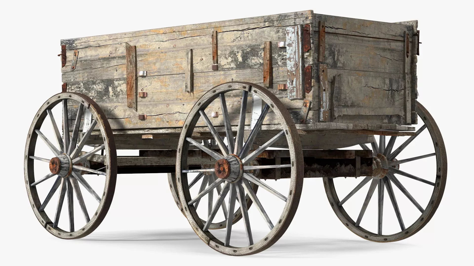 Old Wooden Wagon 2 3D model