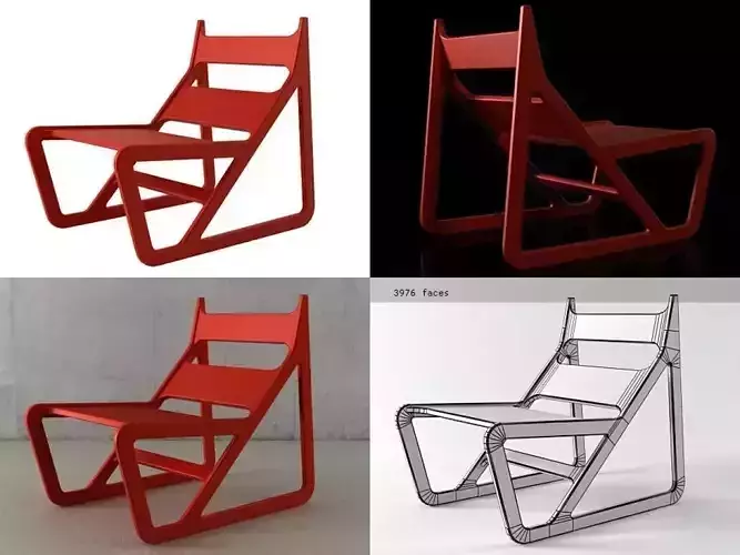 Sleigh chair with different angles 3D model