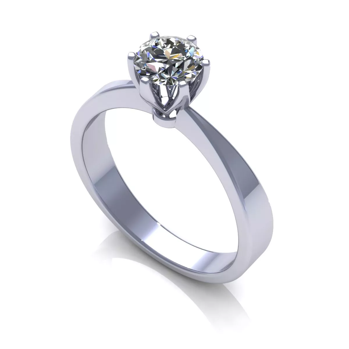 Solitaire Six Prong Wedding Ring 3D print model