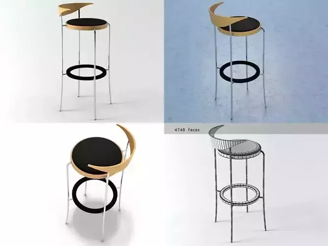 Partout four different bar stools 3D model