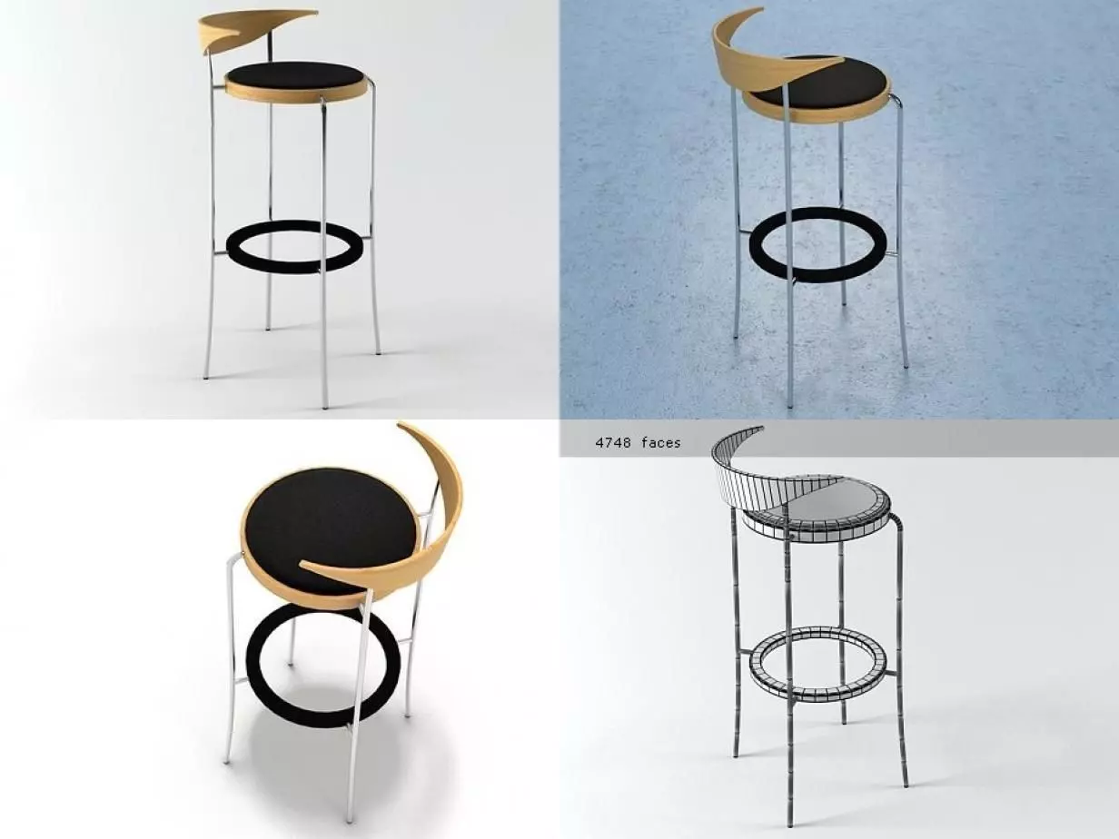 Partout four different bar stools 3D model_0