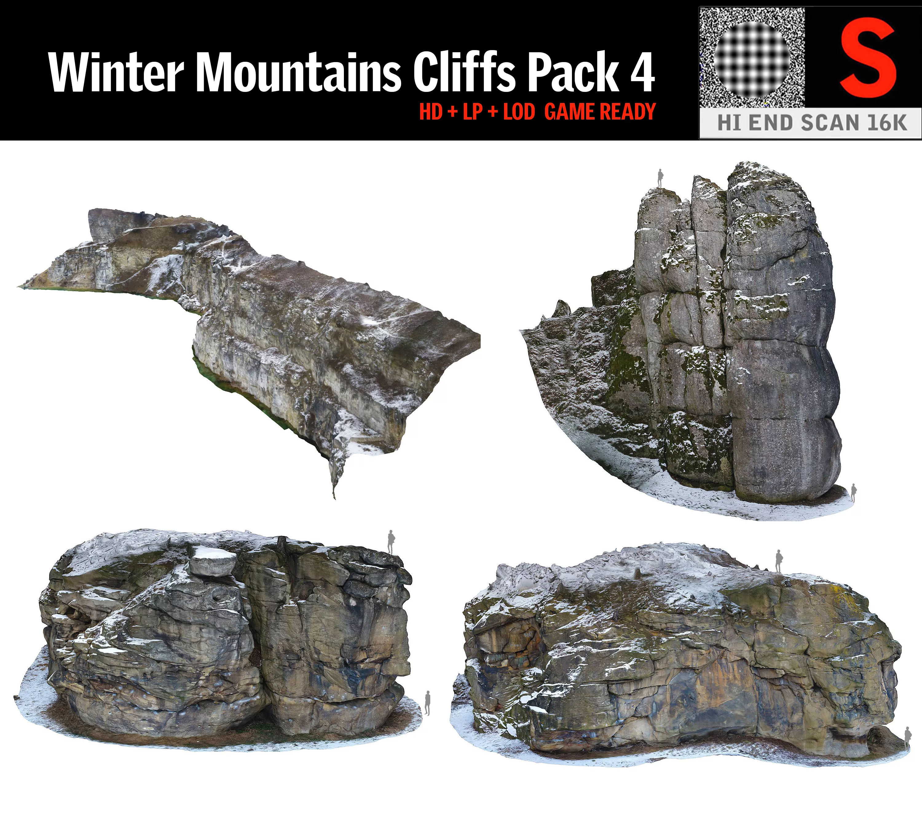 Winter Mountains Cliffs Pack 4 Low-poly 3D model