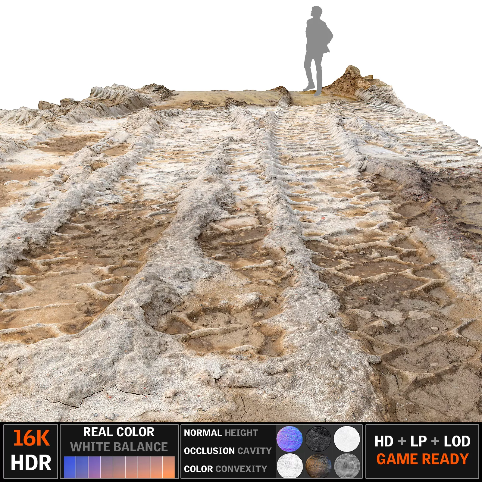 Tire Tracks Scan 16K Low-poly 3D model