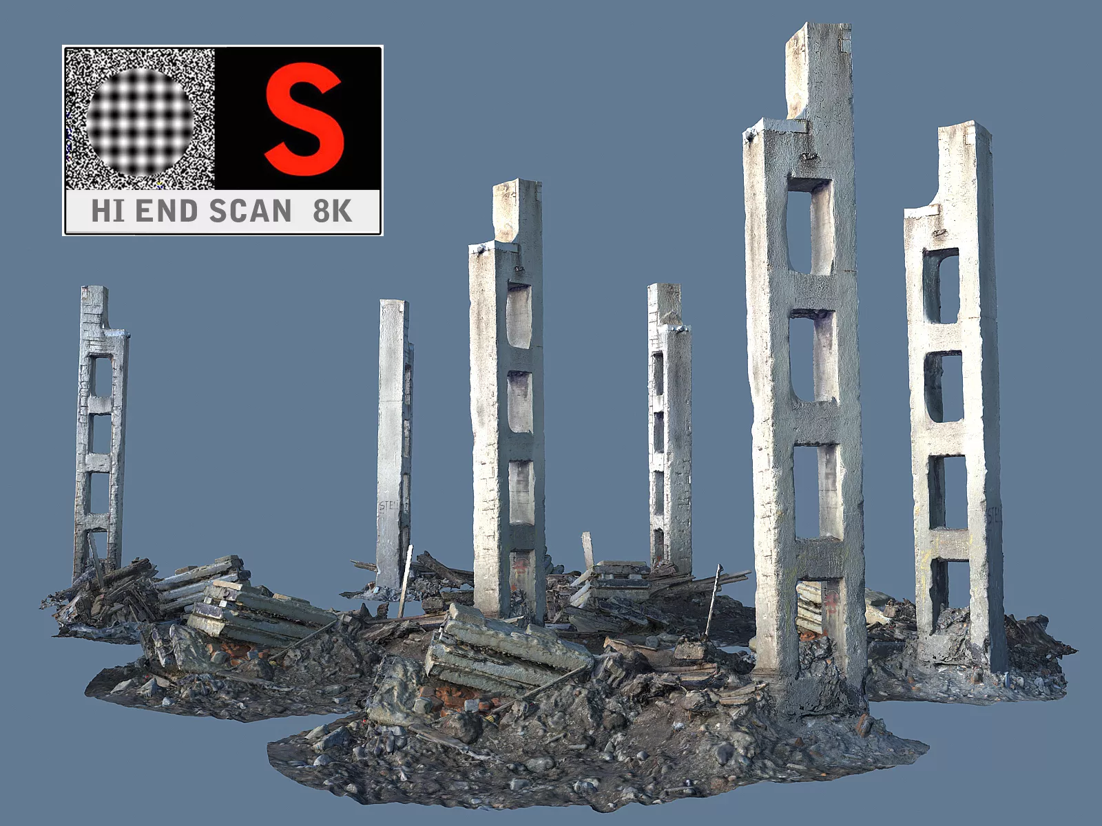 Urban devastation 8K Low-poly 3D model