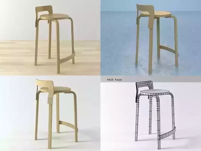 K65 four different bar stools 3D model
