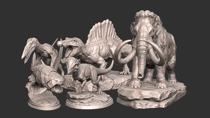 Prehistoric Pack Vol 3 STL 3MF - 5 Realistic Creatures Bundle