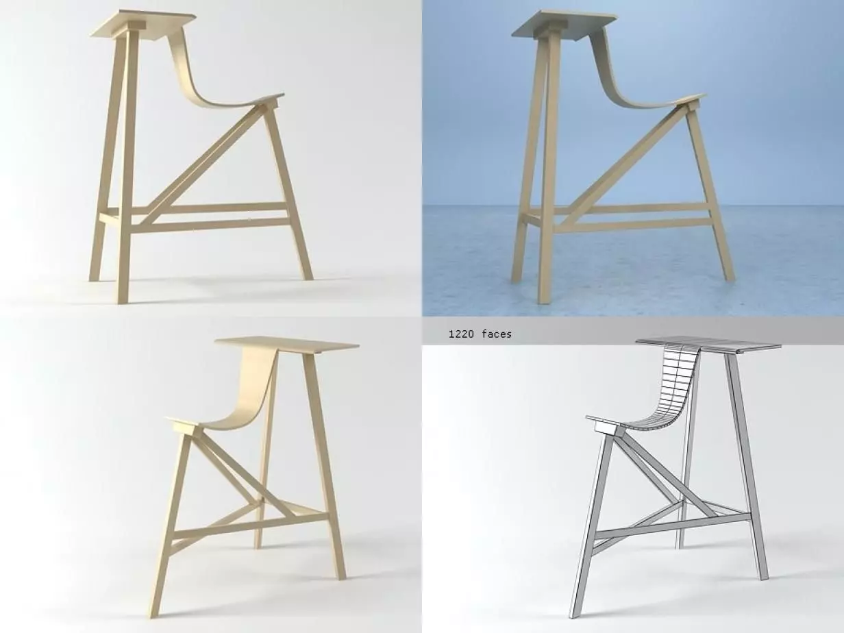 Allievo stool with different heights 3D model_0