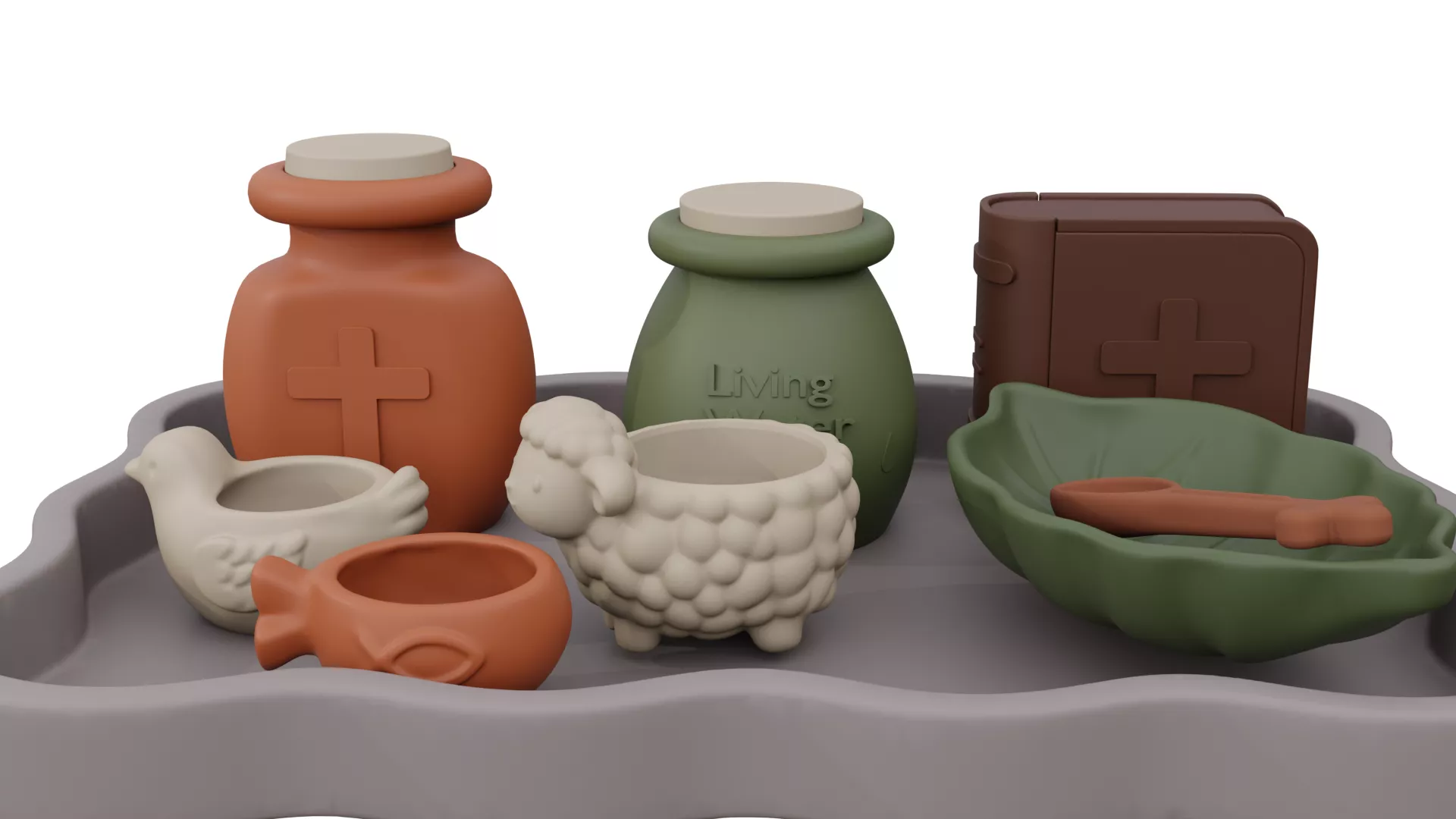 Living Water Christian Bible Themed 3D Model Set 3D print model