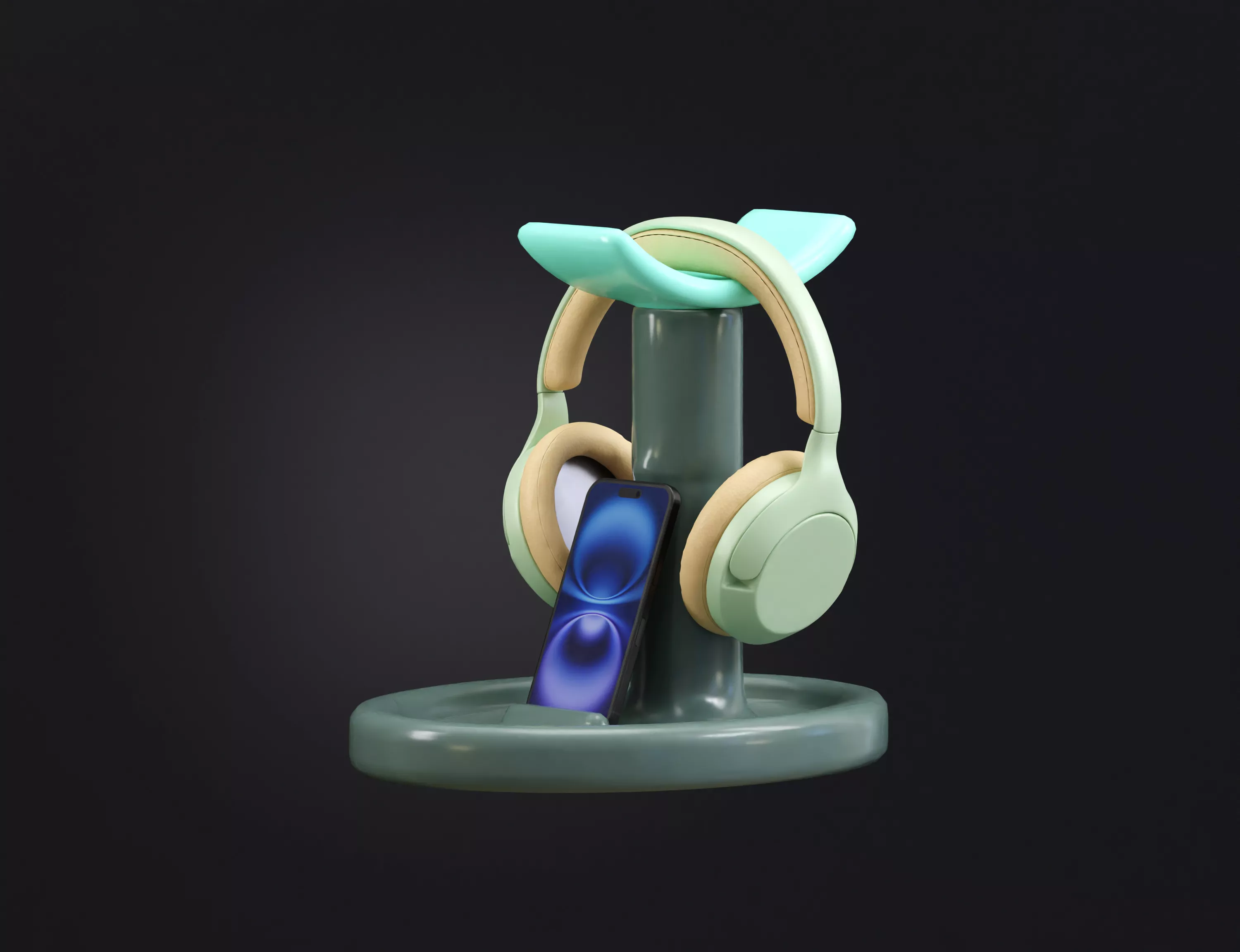 Headphone and mobile phone stand 3D print model