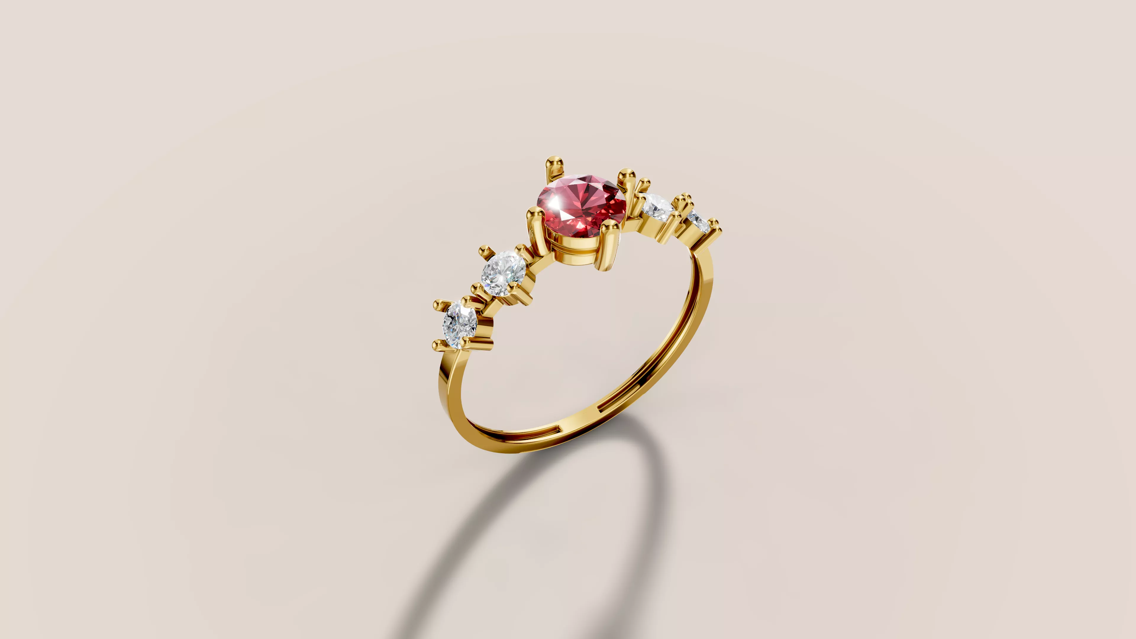 Round Five-Stone Ring 3D Model 3D print model