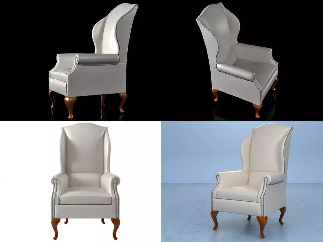 Tall Wing Back Chair 3D model_0