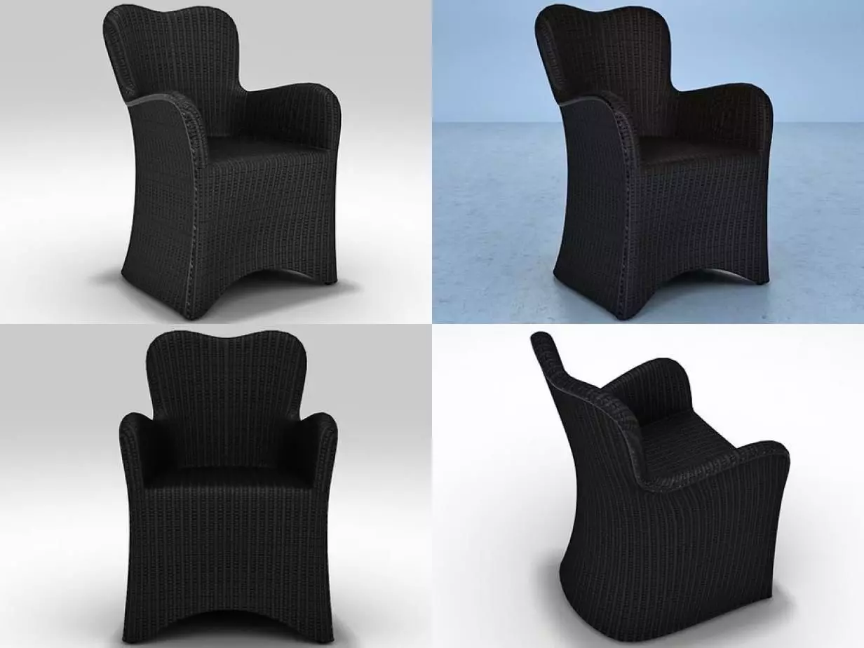 Butterfly four different wicker chairs 3D model_0