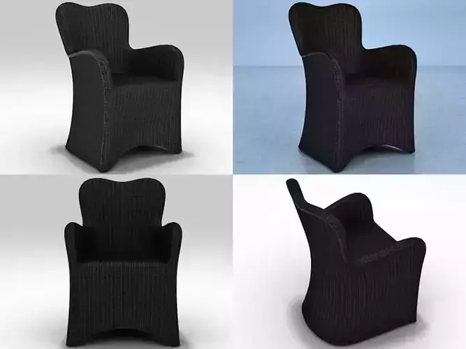 Butterfly four different wicker chairs 3D model