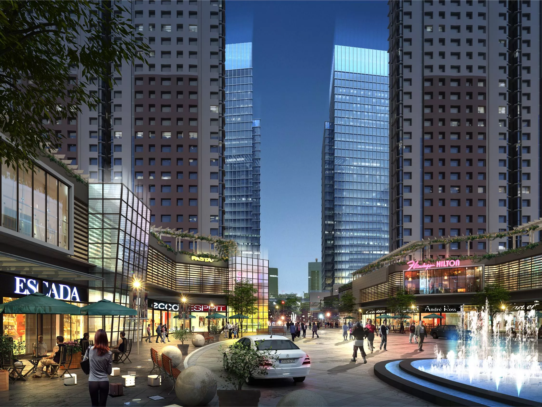 Modern Commercial Complex Shopping Mall High Rise Buildings 3D model
