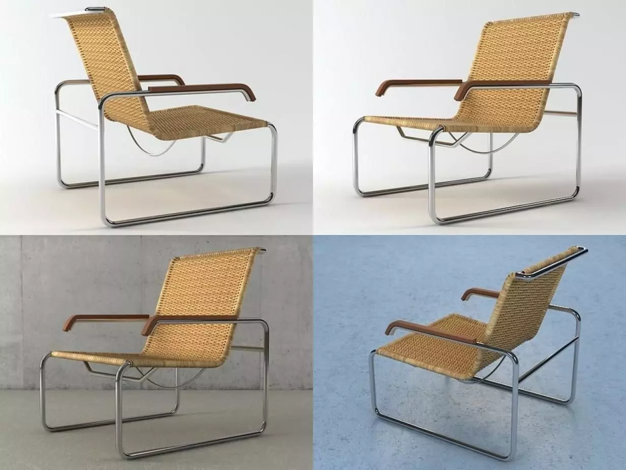 S35R four different chairs and table 3D model_1