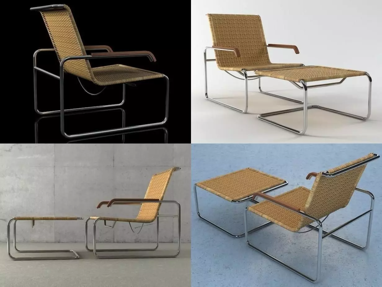 S35R four different chairs and table 3D model_2