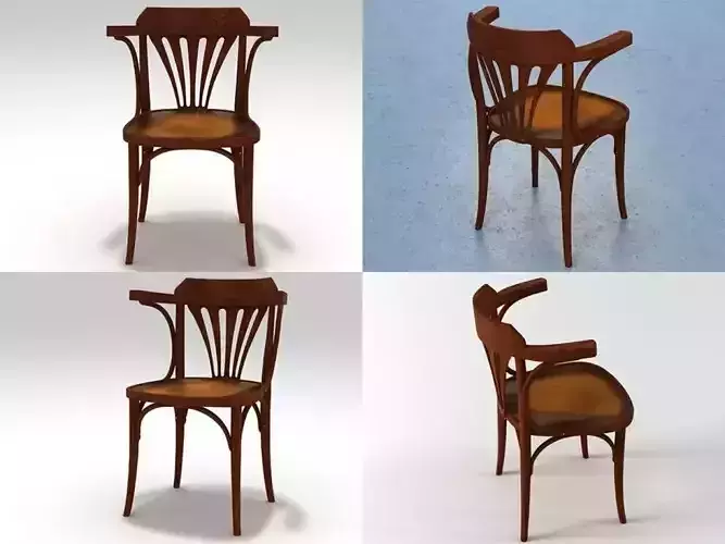 233 four different wooden chairs 3D model