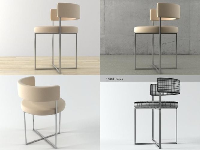 Sirio four different chairs with metal frame 3D model