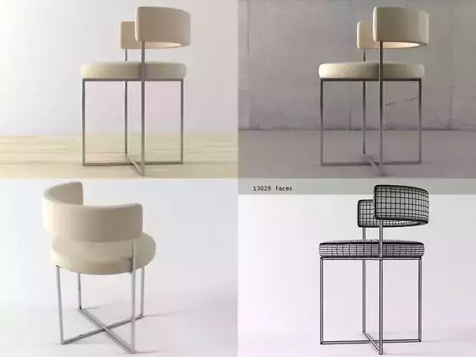 Sirio four different chairs with metal frame 3D model