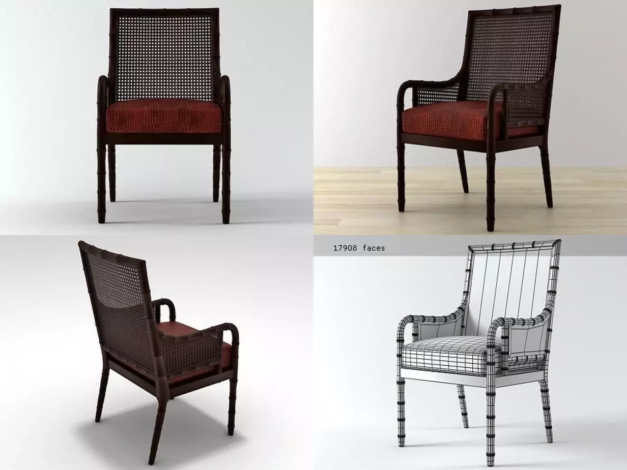 China Bay Cane Occasional Chair 3D model_0