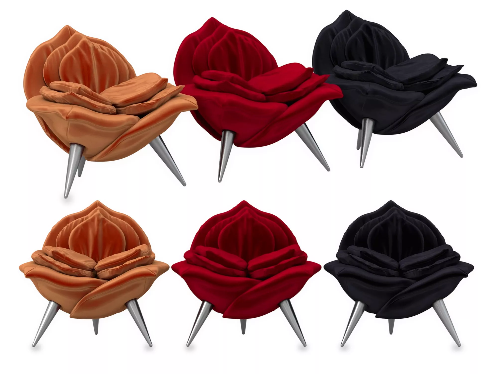 Black Frame Barrel Armchair with Beige Cushion 3D Model 3D model