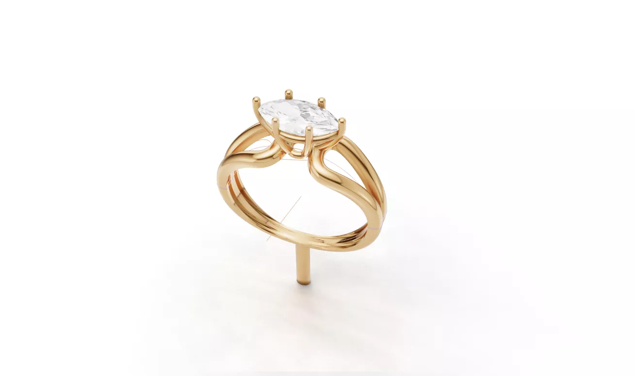 Gold Marquise Gemstone Ring 3D print model
