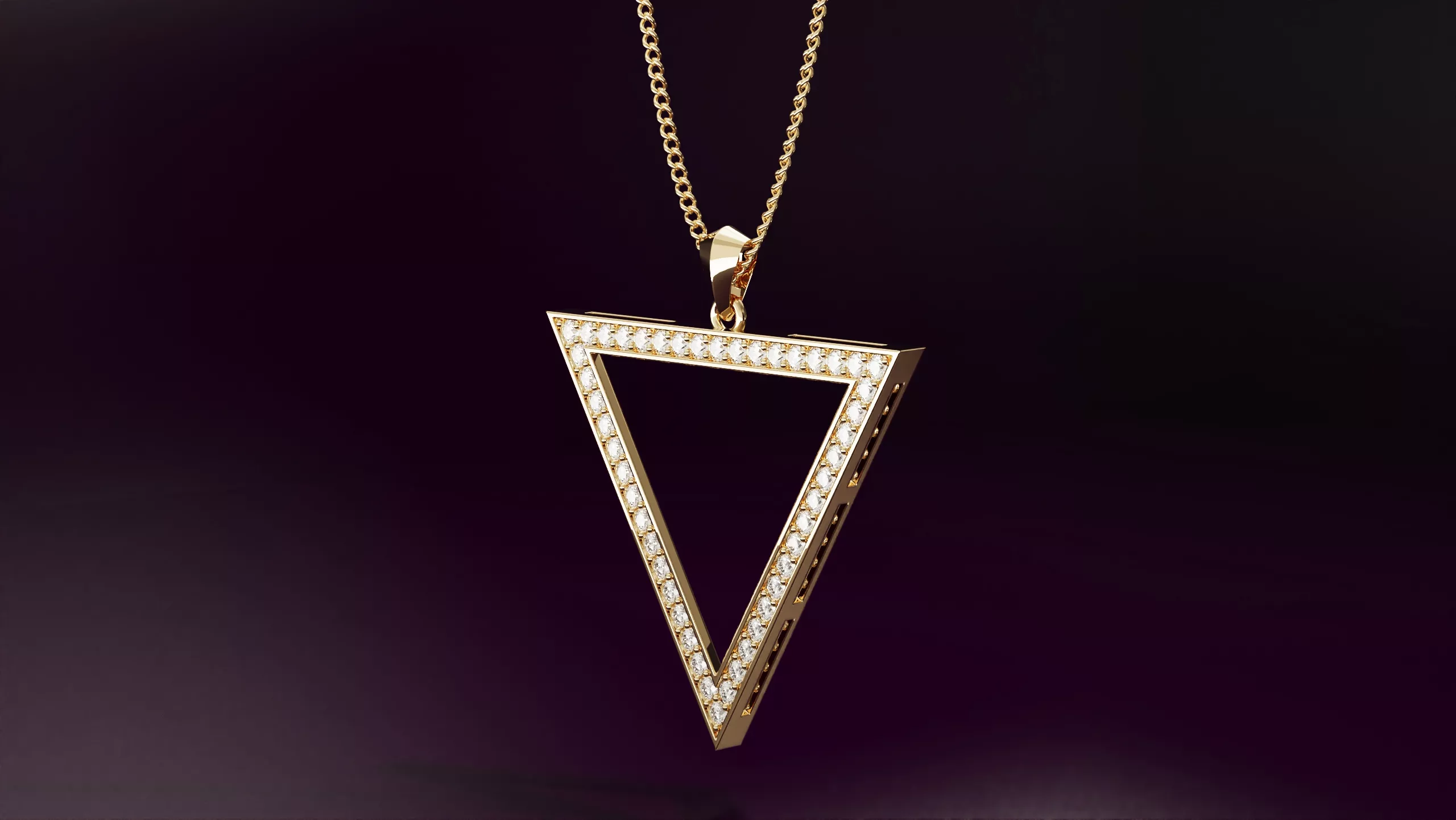 Triangle pendant with round diamonds 40mm Free 3D print model