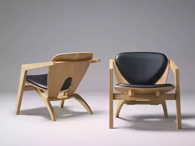 Butterfly chair made of wood and leather 3D model