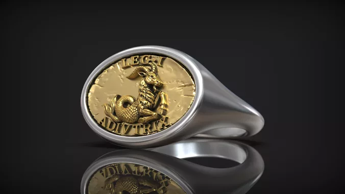 Roman Legion Adivtrix Capricorn Sea Goat Antique Ring
