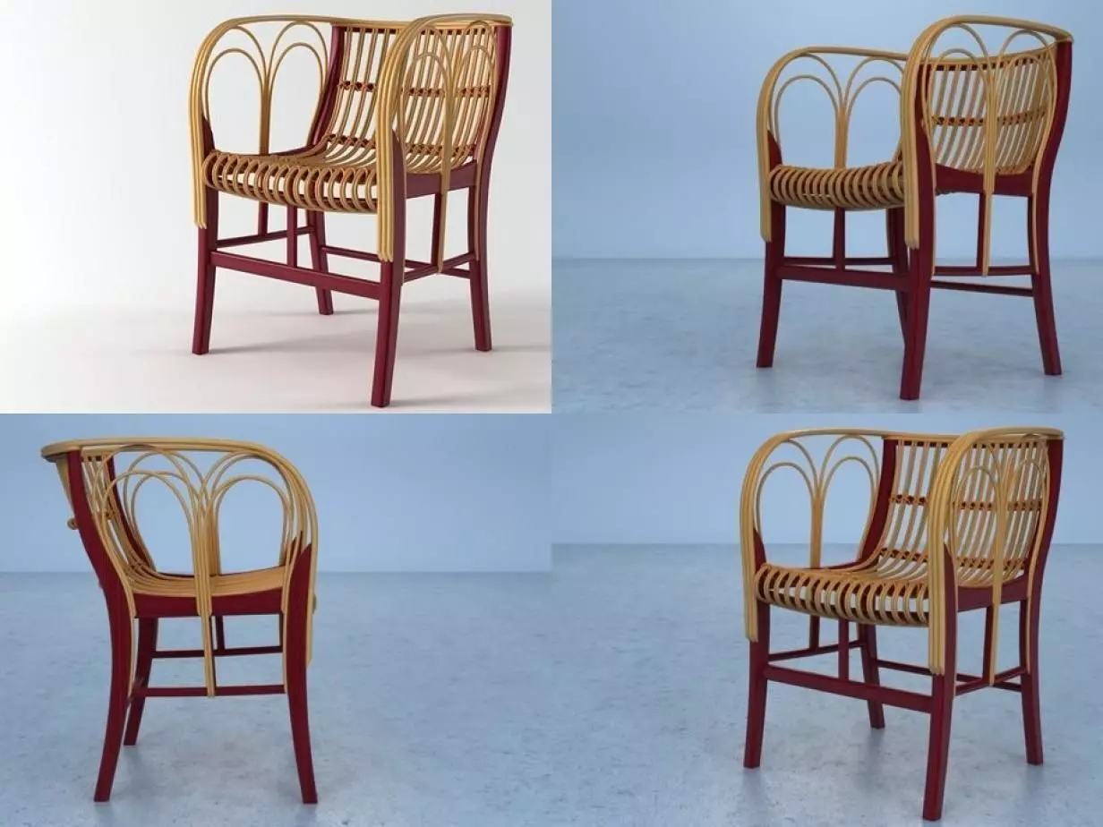 Uragano four different rattan chairs 3D model_0