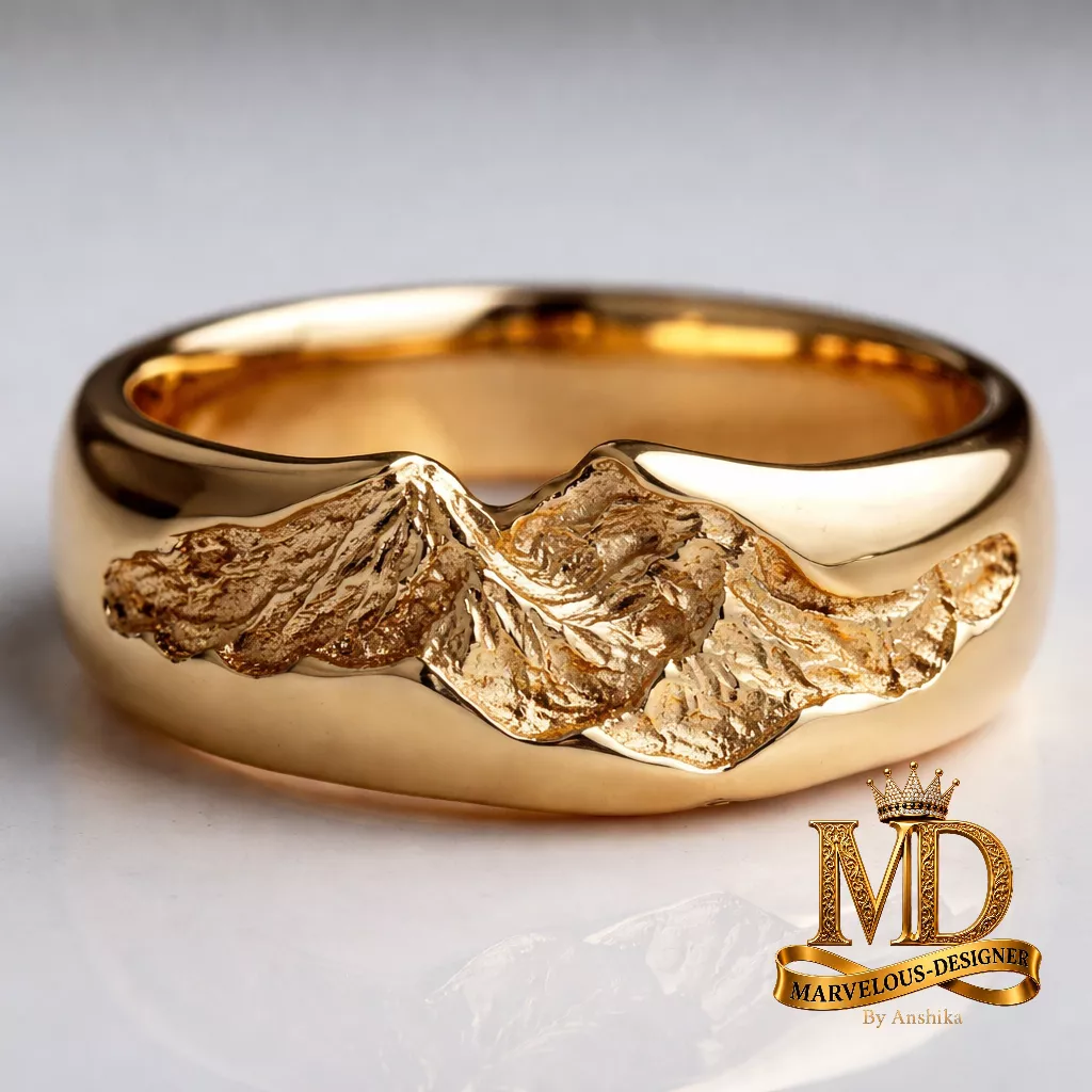 Mountain Relief Signet Ring 3D print model
