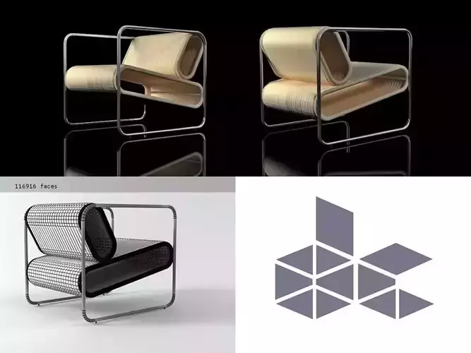 Twin chair design 3D model Twin chair design 3D model