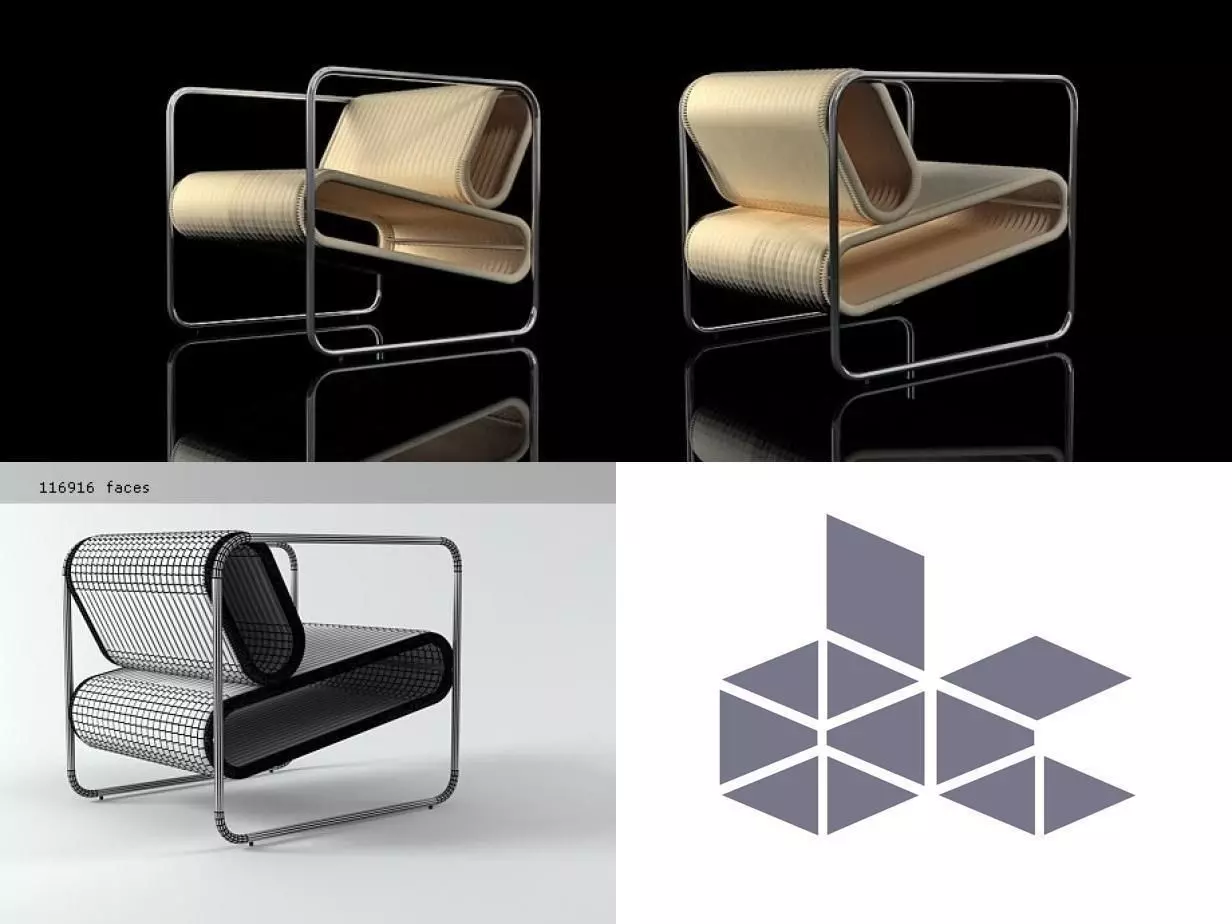 Twin chair design 3D model_0