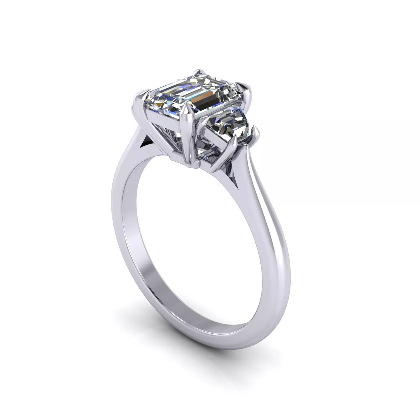 Solitaire Three Stone Wedding Ring 3D print model