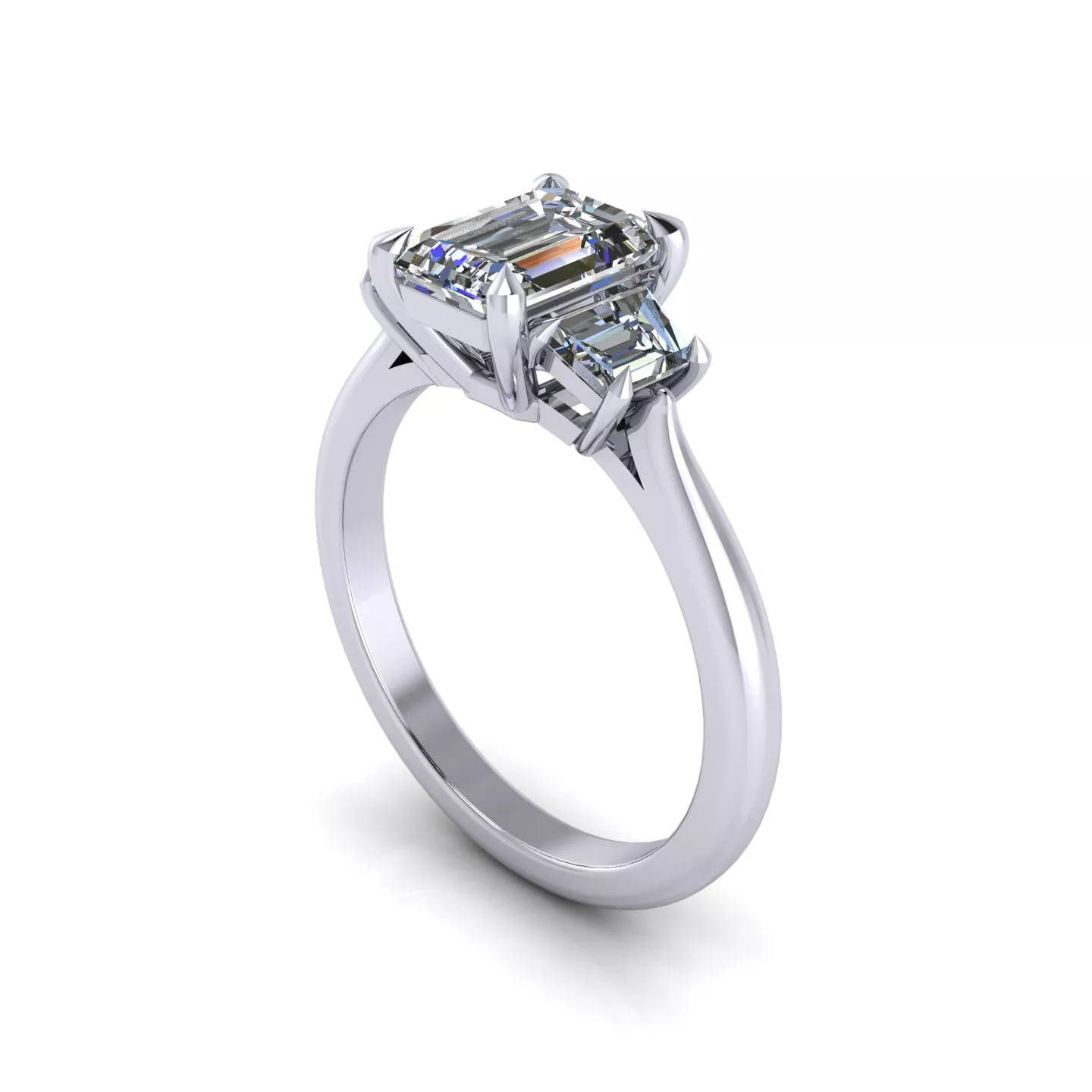 Emerald Three Stone Engagement Ring 3D print model