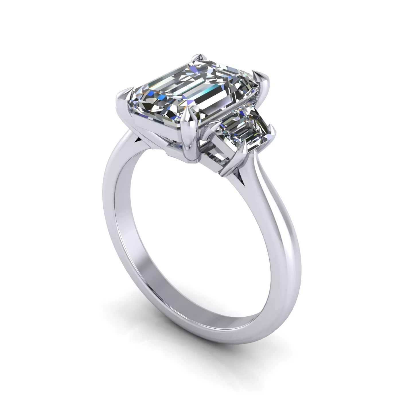 Emerald Three Stone Wedding Ring 3D print model