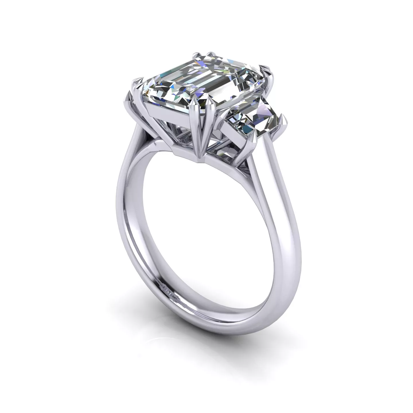 Great Emerald Three Stone Wedding Ring 3D print model