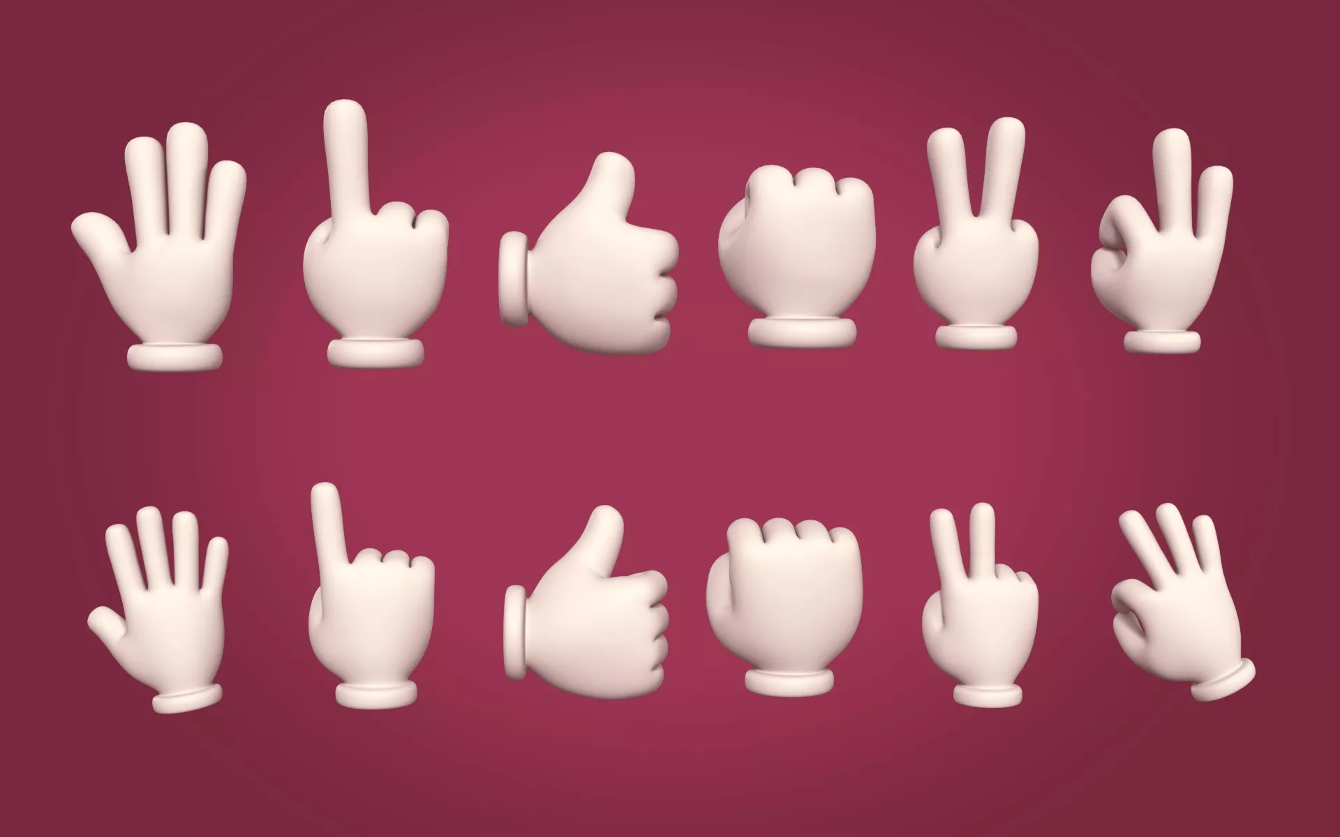 Ocst Pack 17 -- Cartoon Hands Pack Low-poly 3D model