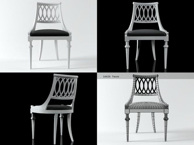 Curved Back Side Chair 3D model