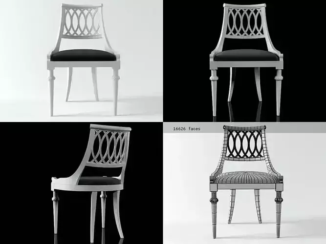 Curved Back Side Chair 3D model