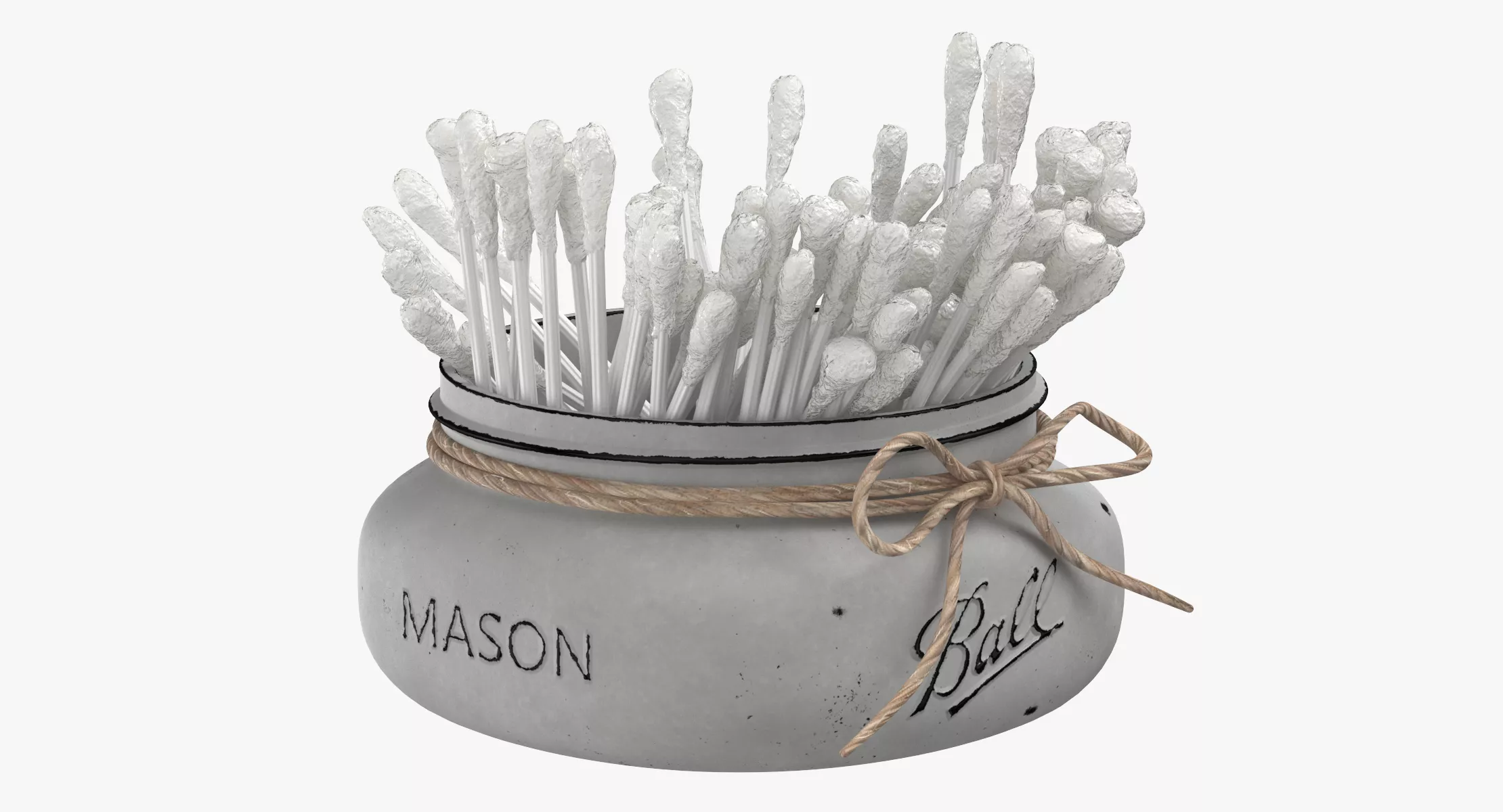 Painted Jar with Cotton Ear Buds 3D model