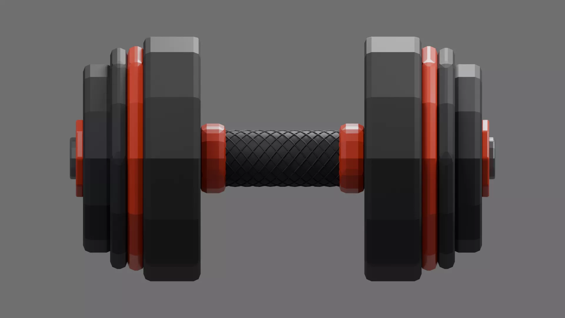 Dark Plate Dumbbell with Red Trim Low-poly 3D model