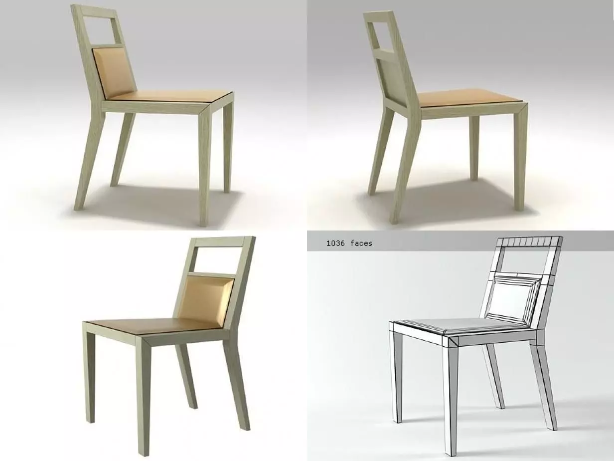 Trentah set of four different chairs 3D model_0