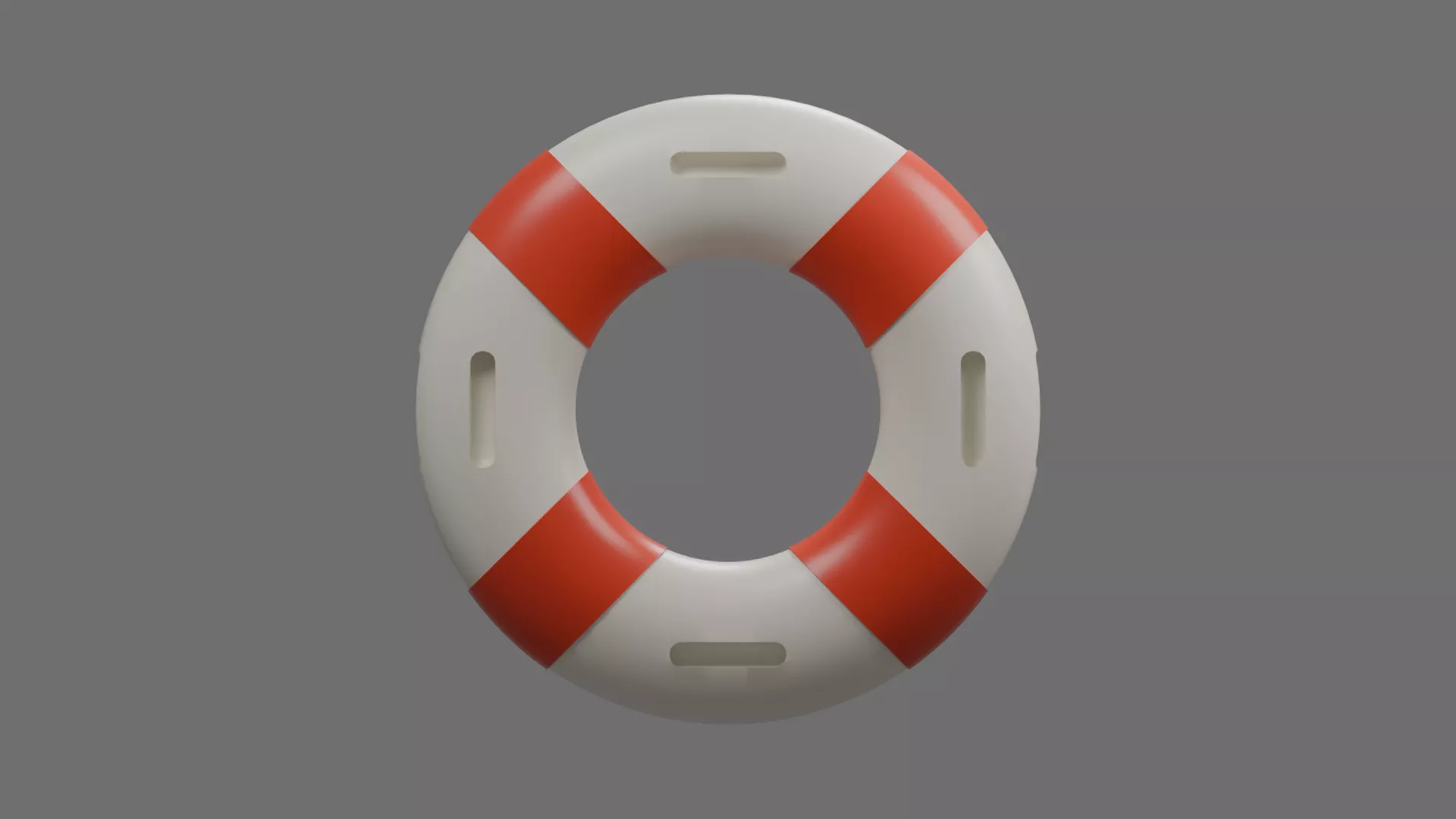 White Lifebuoy with Red Safety Bands Low-poly 3D model