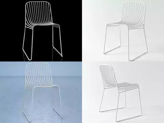 Spline set of four chairs 3D model